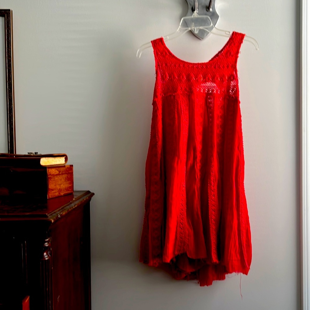 Free People One red A-line open back dress